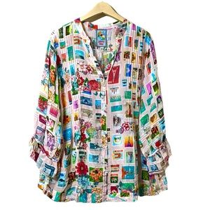 Johnny Was Womens Sekai Vacanza Blouse Size 2X